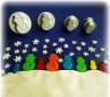 4 бр мини снежен човек пластмасови резци форми с бутало резец форма пластмасови с релеф за фондан, снимка 1