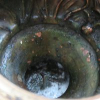 Старо кандило, голямо Старинно висящо бронзово кандило  със сини камъни -вис 40 см., снимка 11 - Други - 28271167
