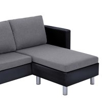 3-местен диван с възглавници, черен, изкуствена кожа, снимка 8 - Дивани и мека мебел - 43302207