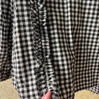 Gina Tricot Черно бяла блуза с буфан ръкав 🖤🤍, снимка 6 - Блузи с дълъг ръкав и пуловери - 44067157