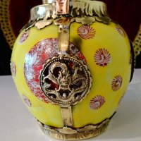 Тибетски чайник,кана от порцелан,мед и месинг. , снимка 7 - Антикварни и старинни предмети - 37512675