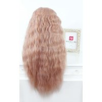 Дълга чуплива розова лейс фронт перука Елда, снимка 2 - Аксесоари за коса - 32837571