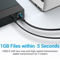 Vention Кабел USB 3.0 AM / BM - 1.5M Black - COOBG, снимка 4 - Кабели и адаптери - 43155984