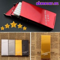 Нова Алуминиева малка кутия за слим цигари метална цигарена табакера с копче и пружина модна стилна , снимка 11 - Табакери - 39419424