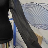 Черно поло със шифонен ръкав, снимка 2 - Блузи с дълъг ръкав и пуловери - 44052438