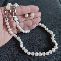 Зашеметяващ комплект от естествени бели сладководни перли, снимка 5 - Бижутерийни комплекти - 33618068