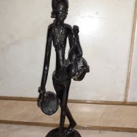 Уникална стара африканска бронзова статуетка фигура пластика, снимка 1 - Антикварни и старинни предмети - 43152805