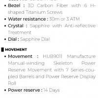 Мъжки луксозен часовник Hublot MP-11 Power Reserve 14 days 3D Carbon , снимка 16 - Мъжки - 36619549