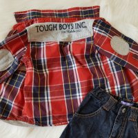 Карирана риза и дънки за момче 6-9 месеца, снимка 3 - Бебешки дънки - 26658634