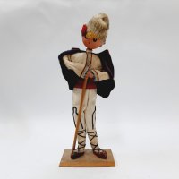 Стара дървена, етно, битова кукла, овчарче(9.1), снимка 1 - Антикварни и старинни предмети - 43680925
