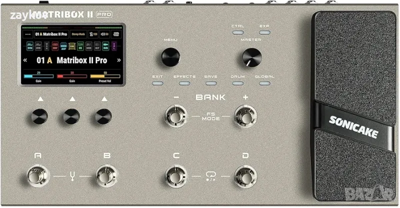 Педал за китара SONICAKE Matribox II Pro Expression Multi-Effects, 240+ вградени китарни ефекти, снимка 1