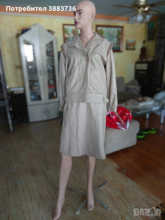 Кожено сако и пола с най-добро качество-ест.кожа, снимка 1