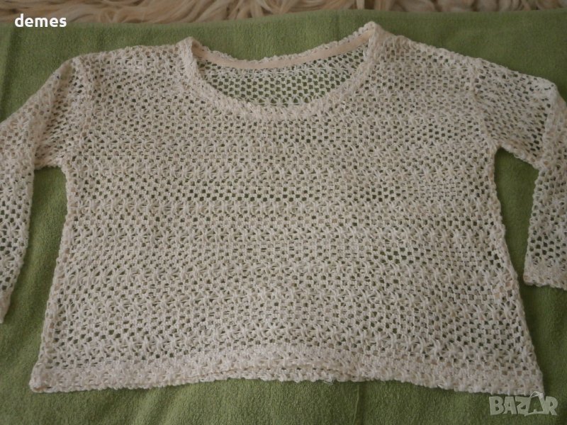 Памучна лятна блуза в цвят екрю, много фина, размер М, снимка 1