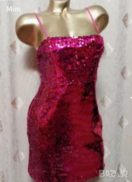 М ZARA Червена рокля с пайети , снимка 1