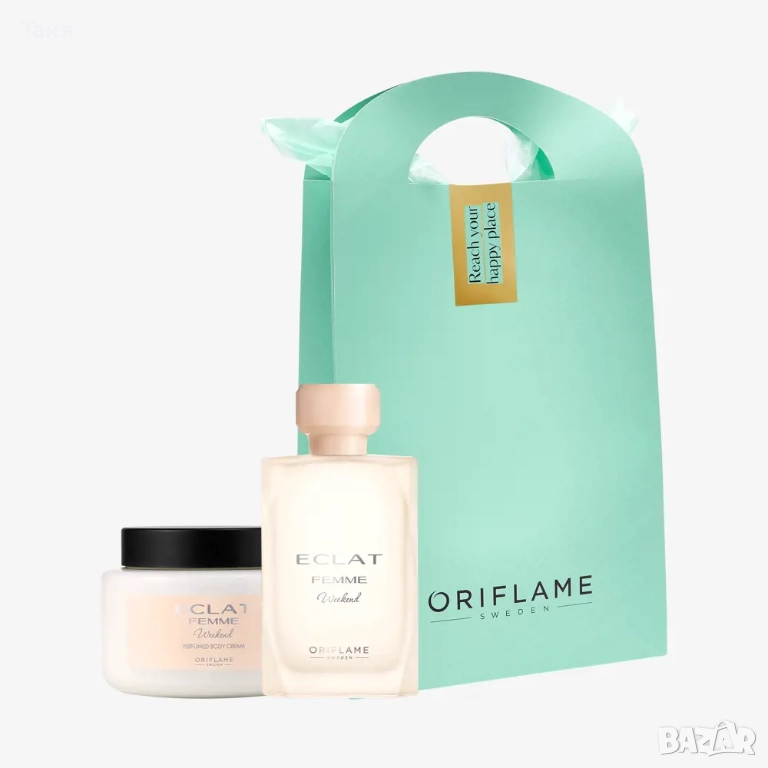 Комплект eclat femme weekend.Парфюм,крем за тяло и подаръчна торбичка.Цена 32лв., снимка 1
