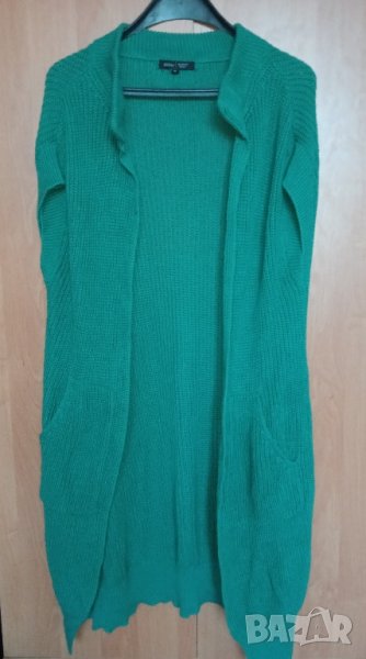 Дълъг плетен зелен елек , снимка 1