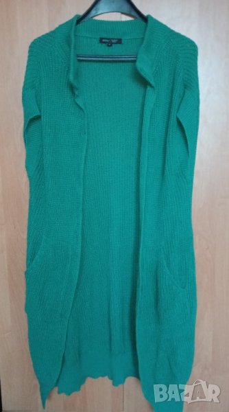 Дълъг плетен зелен елек , снимка 1