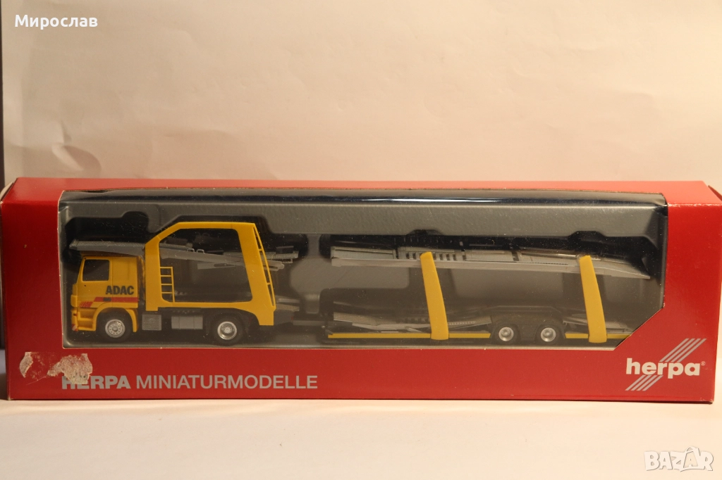 HERPA 1:87 H0 MERCEDES ADAC АВТОВОЗ КАМИОН МОДЕЛ, снимка 1