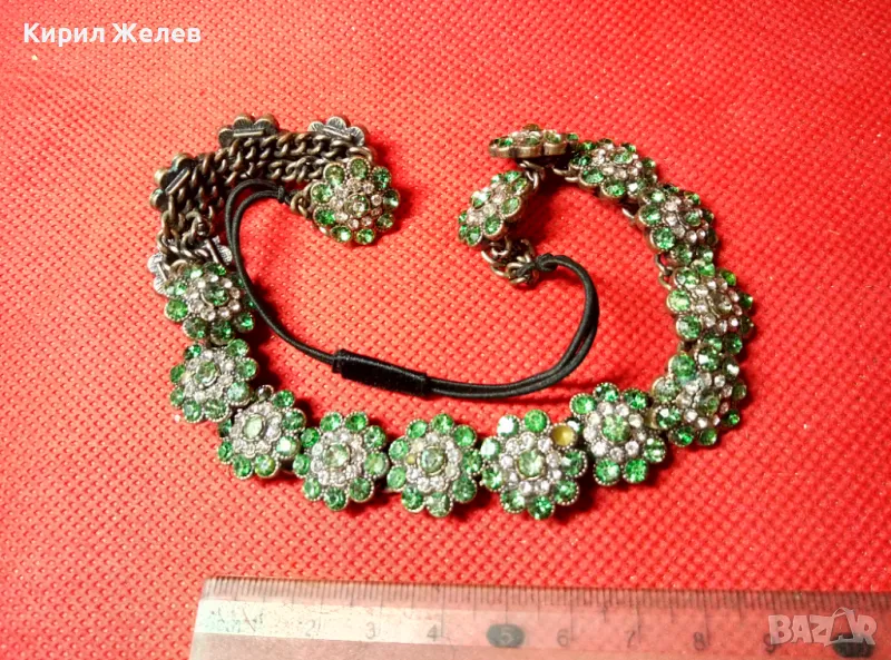 ПРЕКРАСНА БОГАТО УКРАСЕНА ФЛОРАЛНА ОГЪРЛИЦА с ИСКРЯЩИ ФАСЕТИРАНИ РАЗНОЦВЕТНИ КРИСТАЛИ 47362, снимка 1