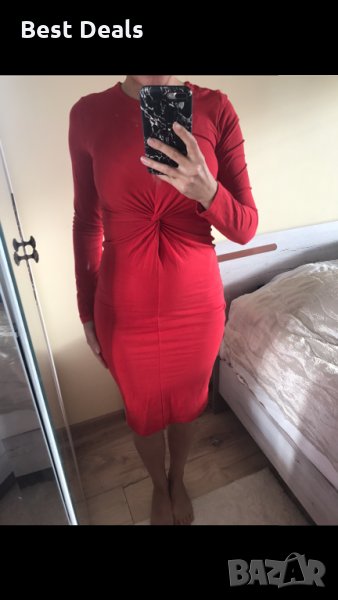 Червена вталена рокля по тялото H&M - XS размер, снимка 1