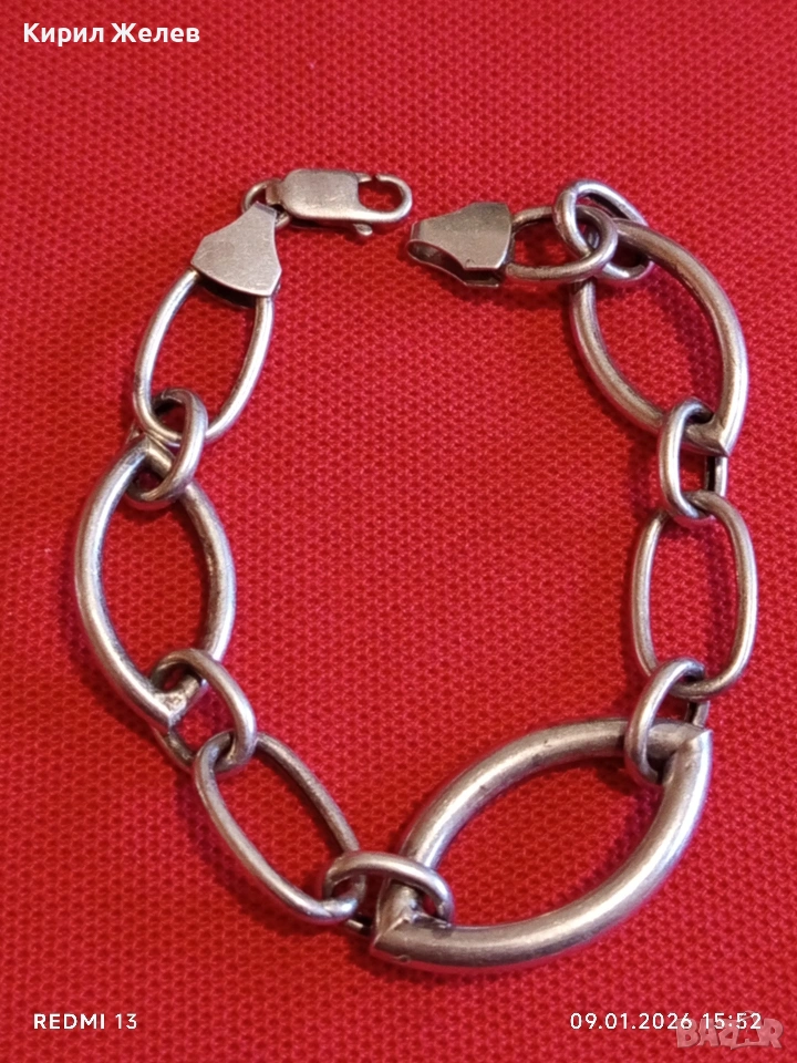 Масивна сребърна гривна много красива майсторска ръчна изработка 53066, снимка 1