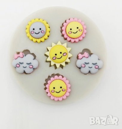 Малки Слънце и облак силиконов молд форма за декорация торта фондан шоколад , снимка 1