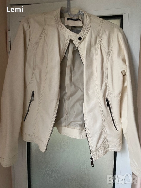 Кожено яке цвят екрю, снимка 1