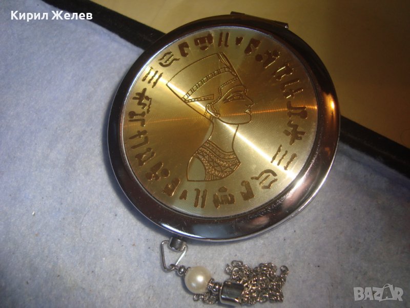 ЕЛЕГАНТНО ДАМСКО ОГЛЕДАЛЦЕ - ПУДРИЕРА с ЕГИПЕТСКА ОРНАМЕНТИКА - НЕФЕРТИТИ 29087, снимка 1