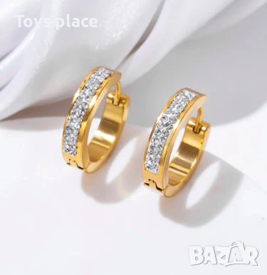 3 модела луксозни стоманени обеци със златна баня, снимка 1