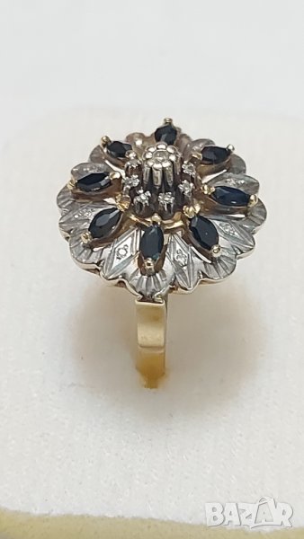 Руски златен пръстен с брилянти, снимка 1