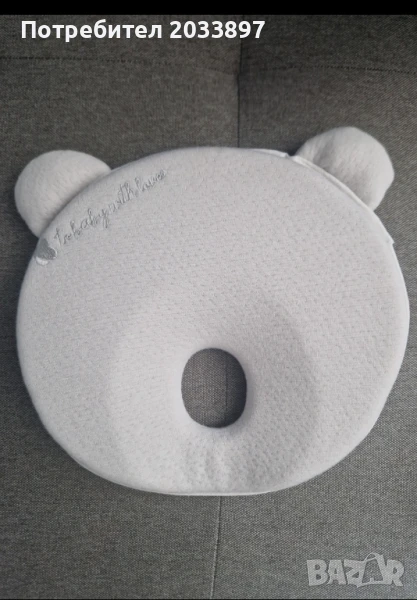 Бебешка мемори ергономична възглавница KikkaBoo - Bear Airknit, сива, снимка 1