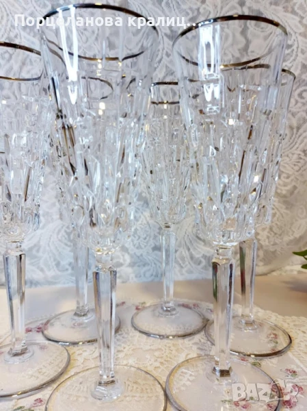 Красиви кристални, италиански флейти за шампанско, снимка 1