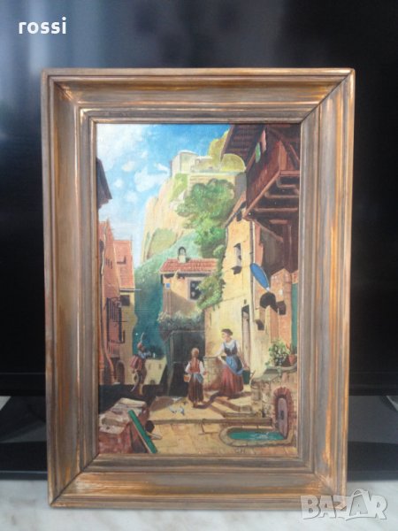 Carl Spitzweg(1808 - 1885) "Der Husar" Старинна картина платно маслени бои подписана, снимка 1