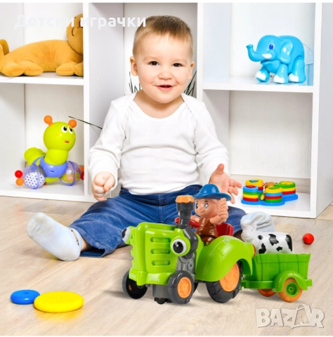 Детски трактор с ремарке, интерактивна играчка с музика , снимка 8 - Коли, камиони, мотори, писти - 52249935