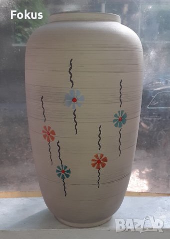 Огромна стара ваза - немска керамика с печат 50 - 60 те год., снимка 4 - Антикварни и старинни предмети - 37838872