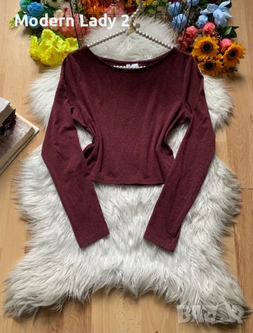 Кроп блуза бордо Н&М, снимка 1