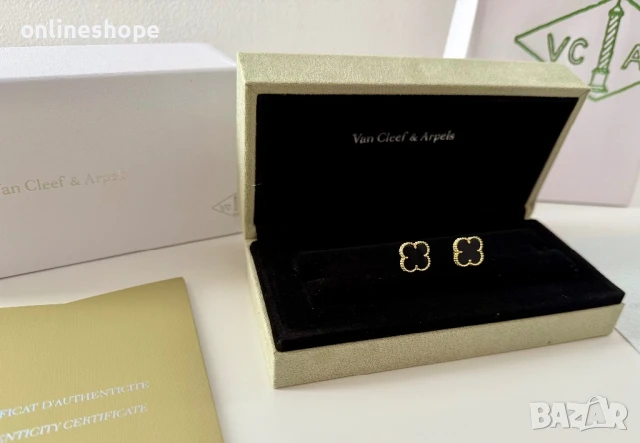 Van Cleef & Arpels Обеци с 18к Златно покритие - Цвят черен + Кутия