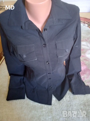 Дамска риза черна с джобчета