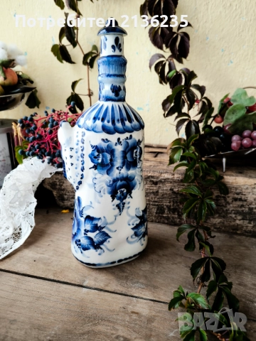 Бутилка Гжель , снимка 4 - Антикварни и старинни предмети - 51956287
