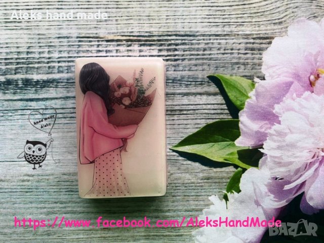 Ръчно изработен ароматен сапун "Момиче с букет", подарък за рожден ден, за имен ден, снимка 7 - Козметика за тяло - 39712928