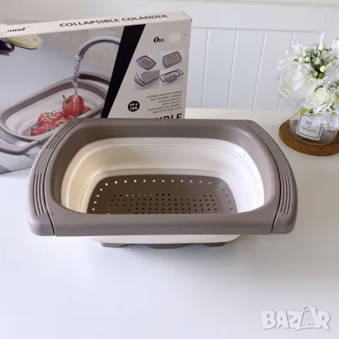 Сгъваема правоъгълна кошница за измиване и изцеждане на плодове и зеленчуци , снимка 5 - Аксесоари за кухня - 50383383