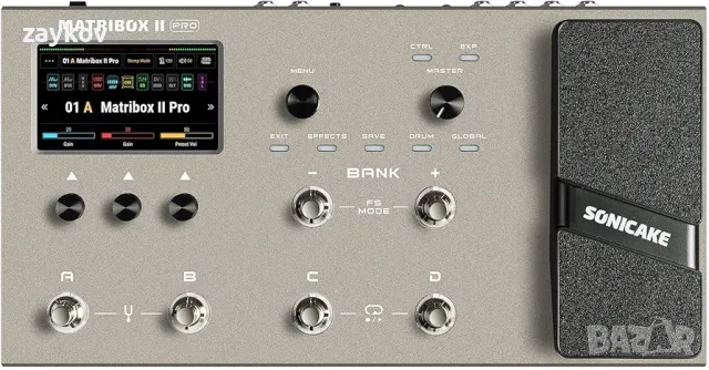 Педал за китара SONICAKE Matribox II Pro Expression Multi-Effects, 240+ вградени китарни ефекти