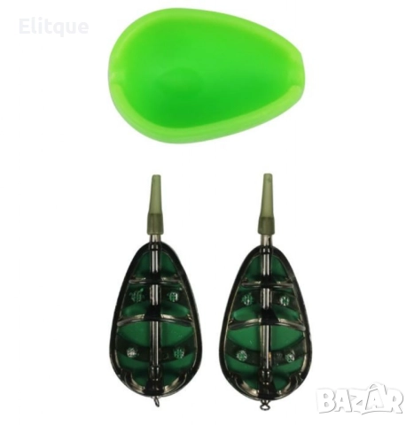 Комплект 2бр фидер хранилки + плеса за метод фидер риболов с форма за зареждане – 30g/40g/50g, снимка 2 - Други стоки за дома - 52852376