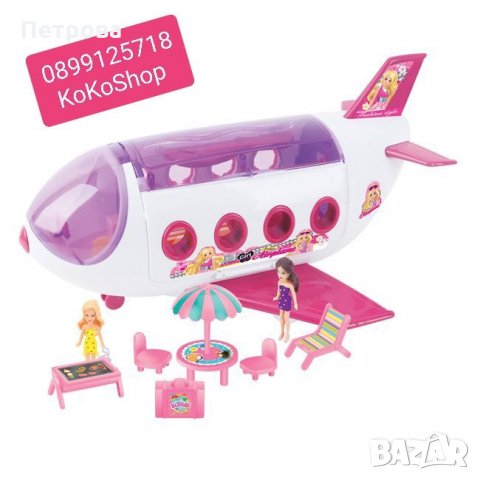 Самолет с две кукли и аксесоари , снимка 1 - Кукли - 27415768
