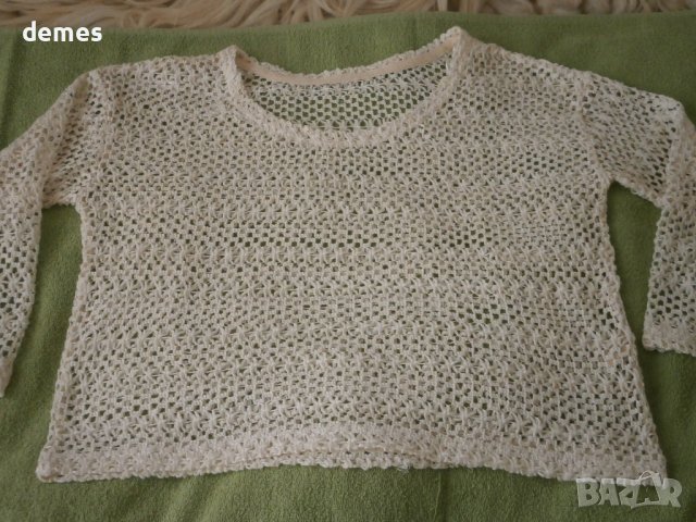 Памучна лятна блуза в цвят екрю, много фина, размер М