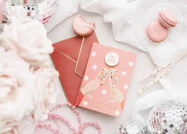 Поздравителна картичка за шаферки със значка "Team Bride", снимка 4 - Покани - 49677076