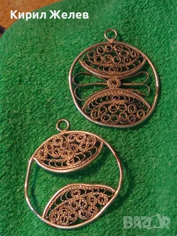 ДВЕ СТАРИННИ ФИЛИГРАННИ СРЕБЪРНИ ВИСУЛКИ ВИСОКА ПРОБА СРЕБРО РЕТРО НАКИТИ РЪЧНА РАБОТА 48582, снимка 14 - Антикварни и старинни предмети - 48473906