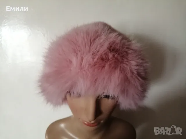 Дамска пухкава шапка в розов цвят, снимка 10 - Шапки - 48422792