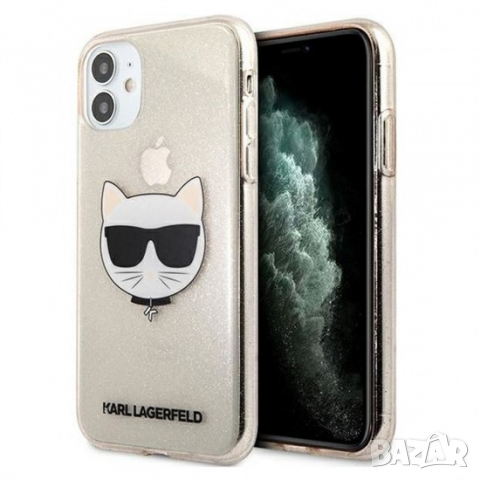 Оригинален калъф гръб кейс Karl Lagerfeld Glitter Choupette - iPhone 11 (6.1), Розов, снимка 3 - Калъфи, кейсове - 36481322
