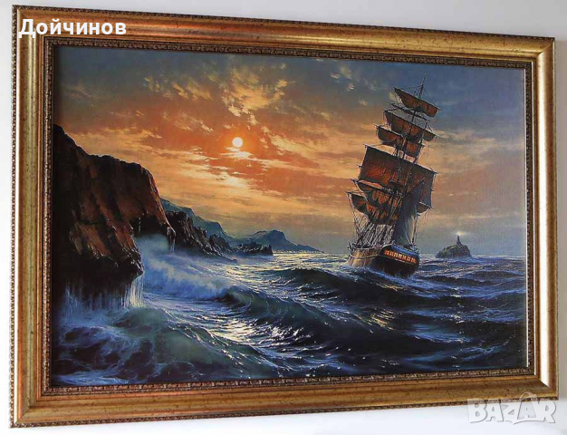 ”Лунна нощ”, морски пейзаж, картина, снимка 6 - Картини - 32253661